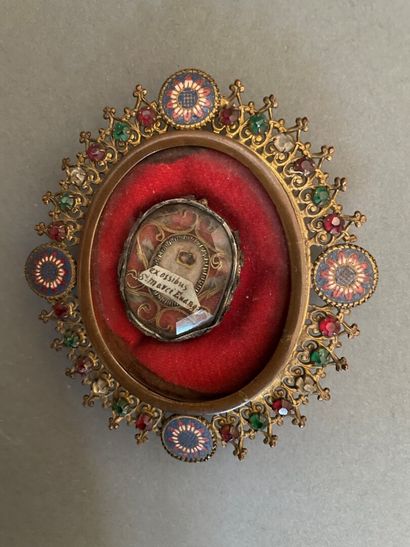 null Reliquary attributed to Saint Mark the Evangelist, oval-shaped frame in gilded...