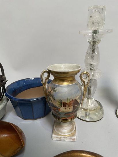 null Lot of various trinkets and crockery: Havilland dish, pair of candlesticks out...