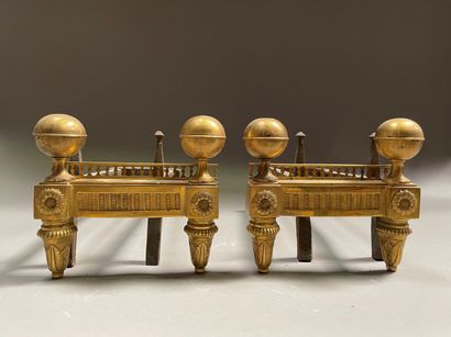 Pair of gilt bronze and chased and decorated...