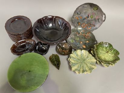 Lot of dishes including a small part of iridescent...