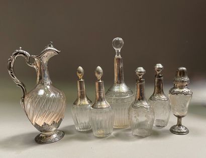 Lot mounted silver including: ewer (28 cm),...