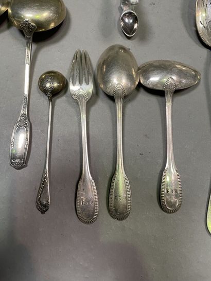 null Lot of silver flatware mismatched including: 

An Art Deco serving piece numbered...