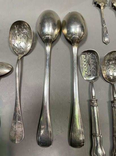 null Lot of silver flatware mismatched including: 

An Art Deco serving piece numbered...