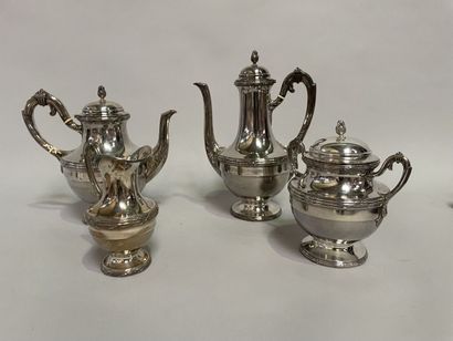 Silver tea and coffee set with net and ribbon...