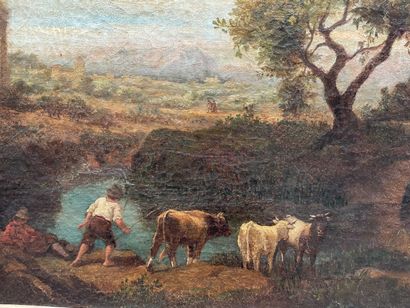 null Émile LOUBON (1809-1863)

Bergers et leurs troupeaux

Huile sur toile, signée...
