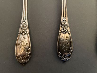 null Four-piece silver candy set with chased leaf branches, numbered BC

Minerve...