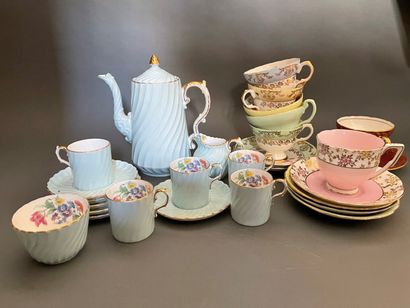 null Part of service to coffee in English porcelain of color blue sky,

we join some...