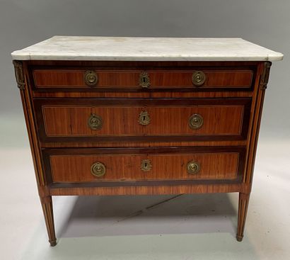 Veneer chest of drawers with dark wood frames,...
