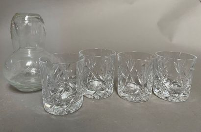 null Small part of glass service with foot out of cut glass.

Twelve cups, five large...