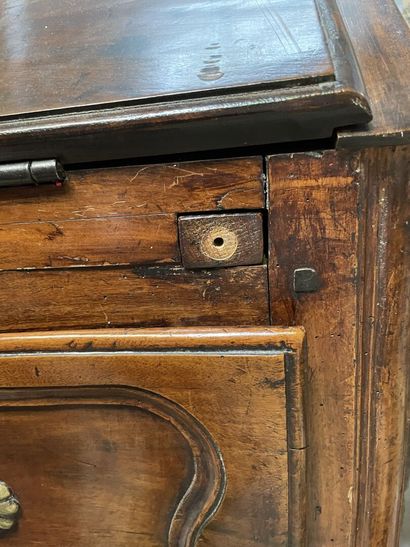 null 
Scriban desk in molded and carved wood opening with two drawers and a flap,




Provincial...