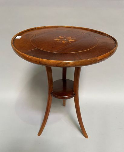 Small mahogany pedestal table with three...