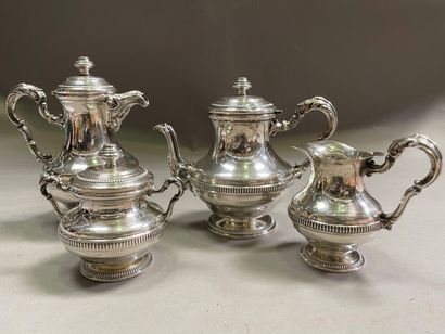 Tea and coffee set in foreign silver 800°/°°...