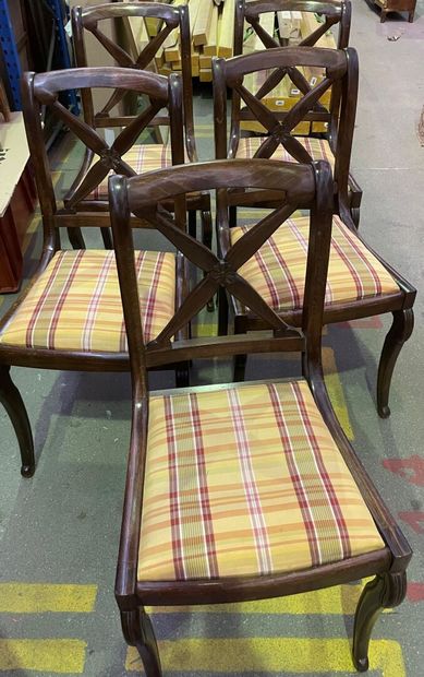 Suite of six dining room chairs in stained...