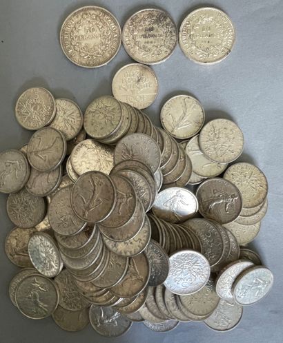 
Lot of silver coins :

-One 50 francs Hercules...