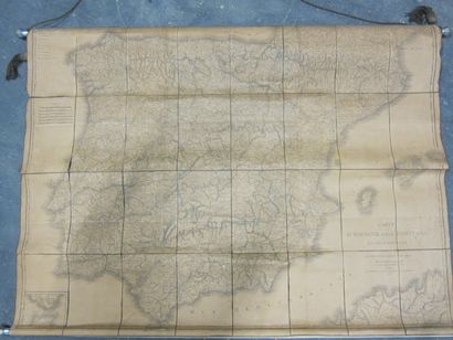  Box of bound books and music scores. 
Attached : A map of Spain and Portugal, 1822...