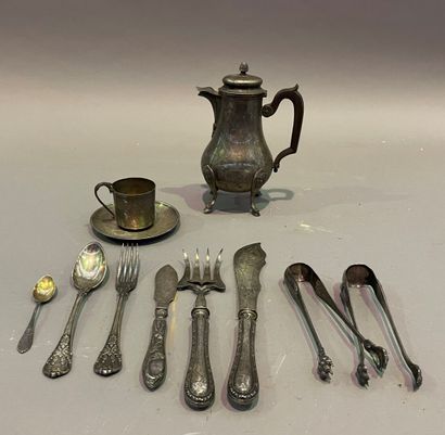 Silver lot including: coffee pot, cup and...