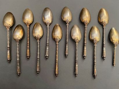Suite of twelve small silver spoons, the...