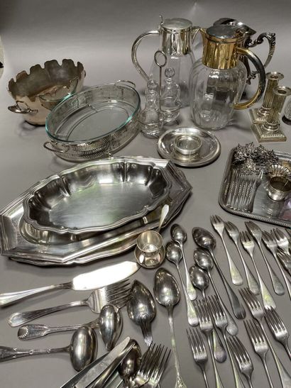 null Strong lot of silver plated metal including: dishes, trays, candlesticks, under...