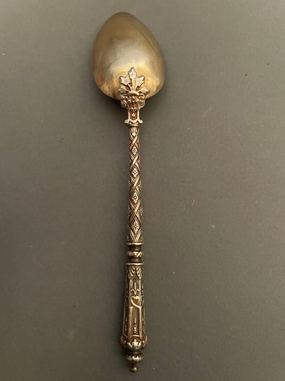 null Suite of twelve small silver spoons, the truncated cone-shaped handle decorated...