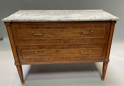 null Straight chest of drawers in wood veneer with inlaid nets opening to two drawers,...