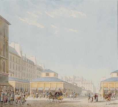 Pierre-François-Léonard FONTAINE (Pontoise 1762 - Paris 1853) Vue du Marché des Jacobins....