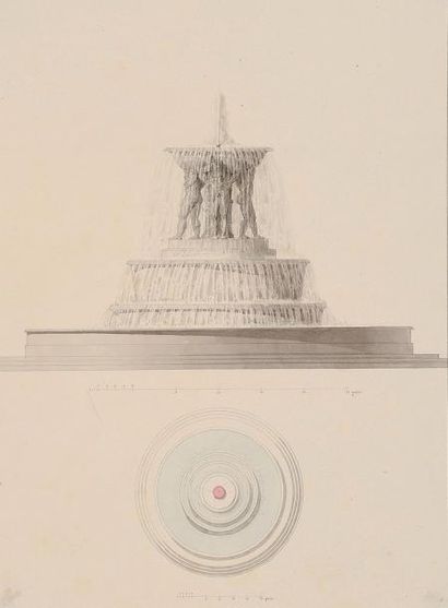 Pierre-François-Léonard FONTAINE (Pontoise 1762 - Paris 1853) Fontaine projetée pour...