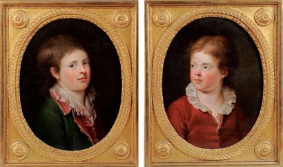 École française de la fin du XVIIIème siècle Deux portraits d'enfants Deux huiles...