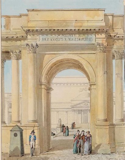 Pierre-François-Léonard FONTAINE (Pontoise 1762 - Paris 1853) Vue de la Porte d'entrée...