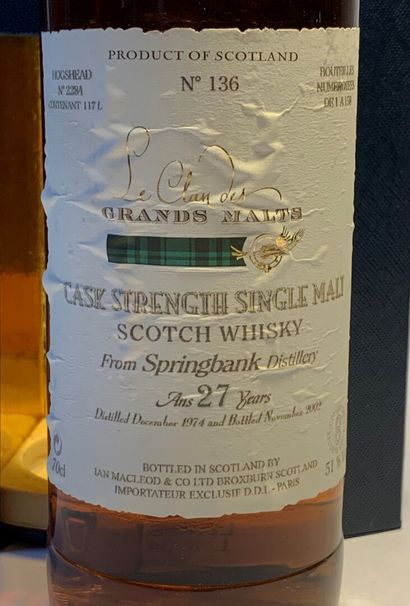 null 1 bouteille de SPRINGBANK 27 Cask Strength Single Malt Scotch Whisky, Origine...