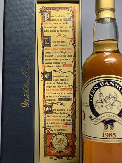 null 1 bouteille de GLEN BANNOCK Distilled in 1985 Pure Highland Malt Scotch Whisky,...