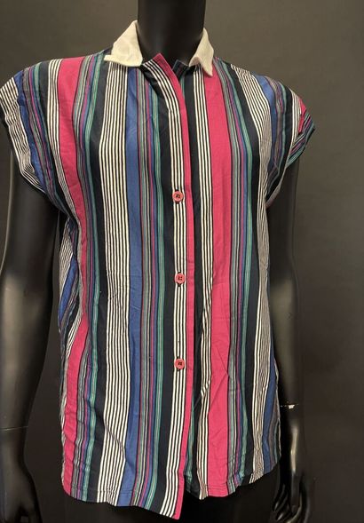 null Yves SAINT LAURENT Knitwear 

Lot composed of a sleeveless jersey top with multicolored...