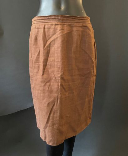 null Yves SAINT LAURENT Left Bank 

 Set of three linen skirts, one ochre, one brown...