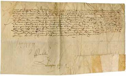 HENRI II [1519 - 1559] roi de France. Pièce signée « Henry », contresignée par Claude...