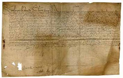 CHARLES IX [1550 - 1574] roi de France. Pièce signée « Charles », contresignée par...