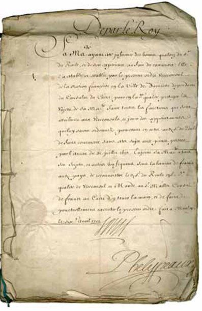 null Mission diplomatique pour l'Éthiopie sous Louis XIV. Ensemble de documents signés...