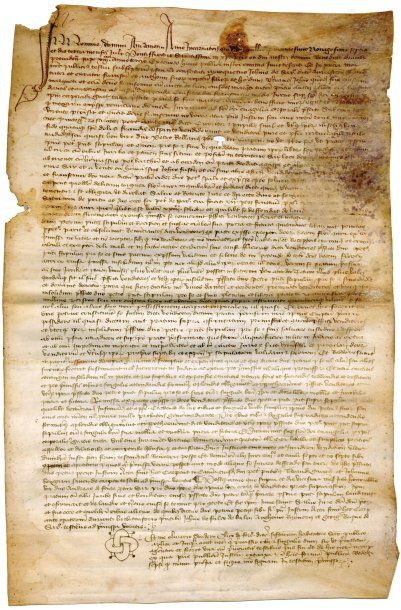 SIÈCLE DE CHARLES VI. Acte de vente. Carpentras, 3 juillet 1397 260 x 410 mm, sur...