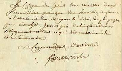NAPOLÉON Ier [1769 - 1821] empereur des Français. Lettre signée « Buonaparte », adressée...