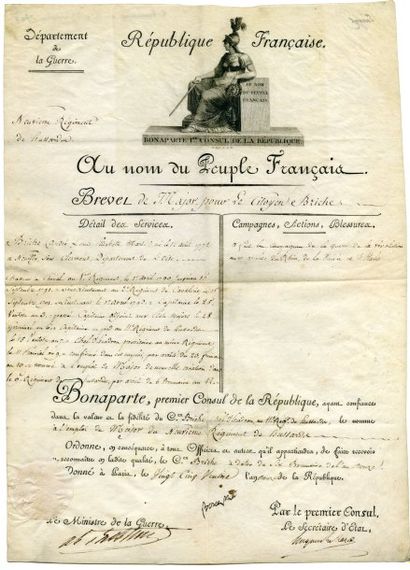 NAPOLÉON Ier [1769 - 1821] empereur des Français. Pièce signée « Bonaparte », (secrétaire...