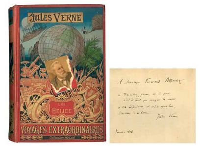 VERNE Jules [1828 - 1905] romancier français. « L'ÎLE À HÉLICE ». Cartonnage Hetzel...
