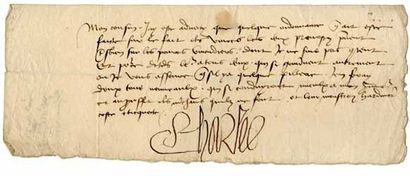 SIÈCLE DE CHARLES VIII. Charte notariale. Avignon, 3 février 1492 250 x 450 mm. Avec...