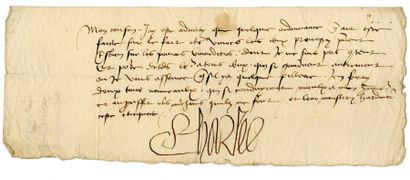 CHARLES VIII [1470 - 1498] roi de France. Lettre signée « Charles ». Sans date ;...
