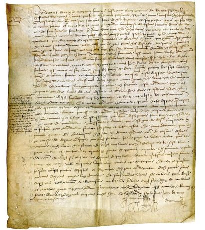 SIÈCLE DE LOUIS XII. Charte notariale. Paris, 4 mai 1508 340 x 400 mm. Document sur...
