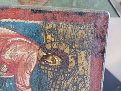 null 
Lot of three icons in painted wood. 




Contemporary Greek work.




25 x...