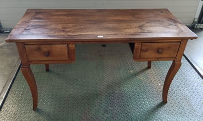 Flat desk in fruitwood with two drawers forming...