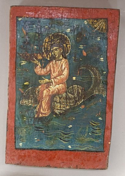 null 
Four icons in painted wood. 




Contemporary Greek work.




The largest :...