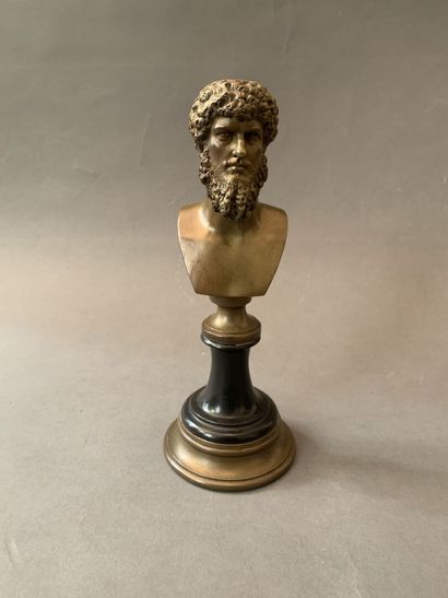 null 
Small bust of Lucius VERUS in gilded metal. 




H : 24 cm.
