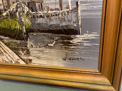 null 
Modern school

The harbor

Oil on canvas signed W.JONES lower right.

48,5...