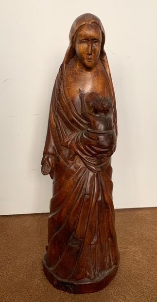 
Statue en bois sculpté monoxyle représentant...