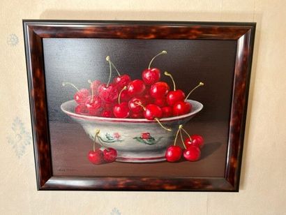 null Nelly TRUMEL : 

Still life with fruits 

Eight oils on panel, signed.