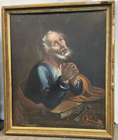 null 
French school of the XVIIIth century.

Saint Peter in prayer.

Oil on canvas.

76...